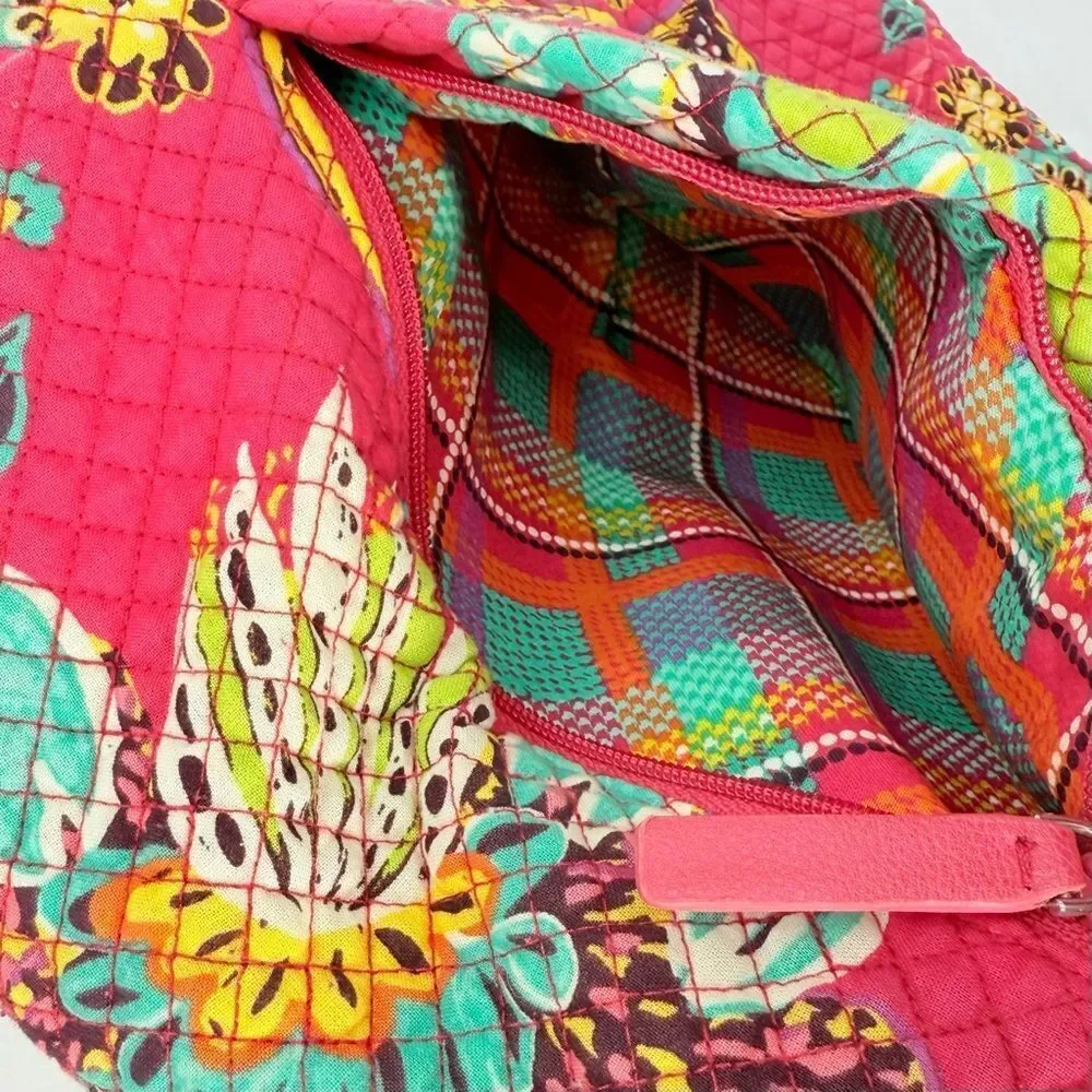 Vera Bradley Hadley Pink Rumba Print Colorful Floral Soft Quilted Shoulder Bag
